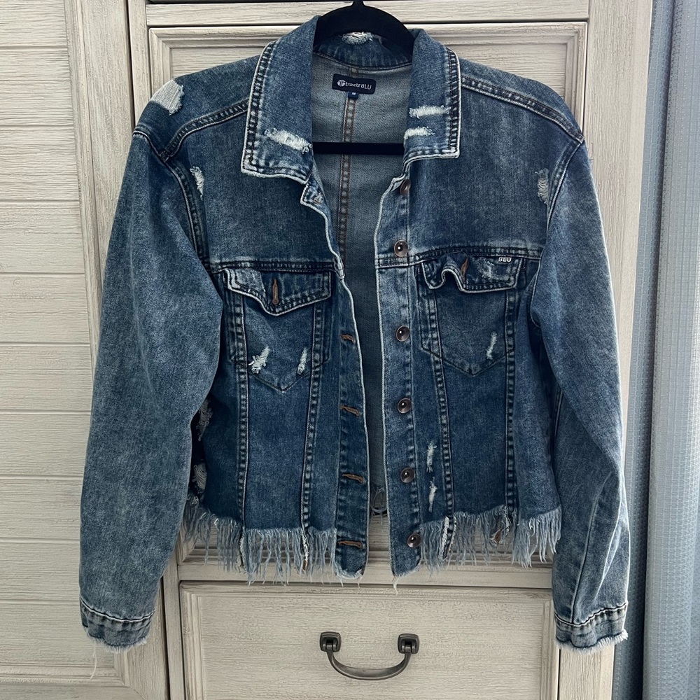 Frayed distressed Jean jacket